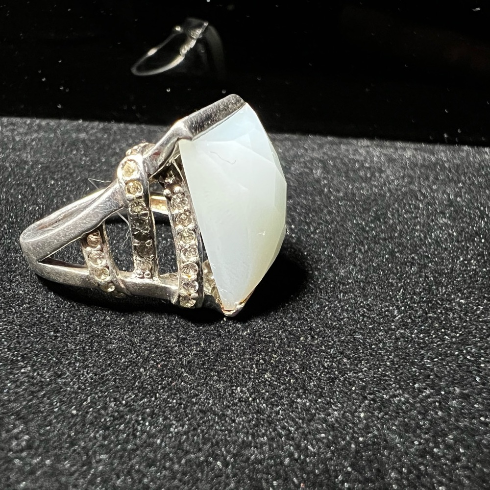 Statement Ring With Chalcedony Stone On A Sterlin… - image 7